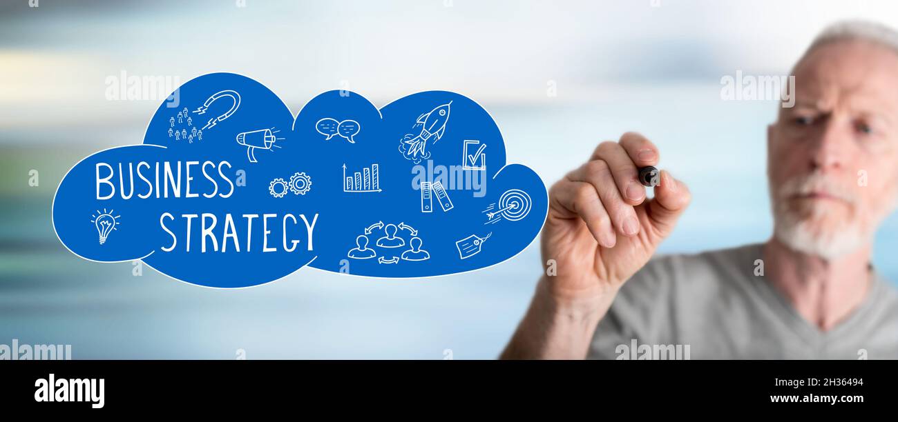 Business strategy concept drawn by a man Stock Photo - Alamy