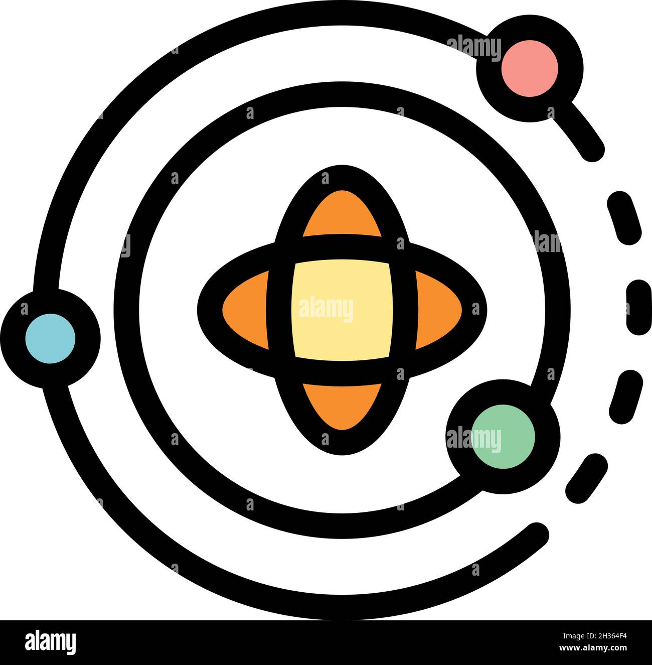 Solar system gravity icon. Outline solar system gravity vector icon color flat isolated Stock Vector