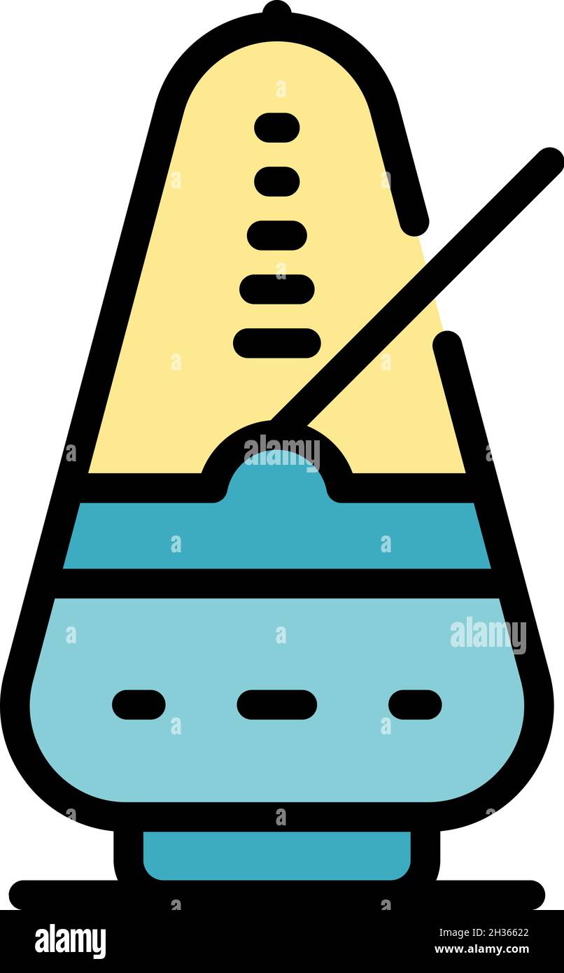 Metronome icon. Outline metronome vector icon color flat isolated Stock Vector