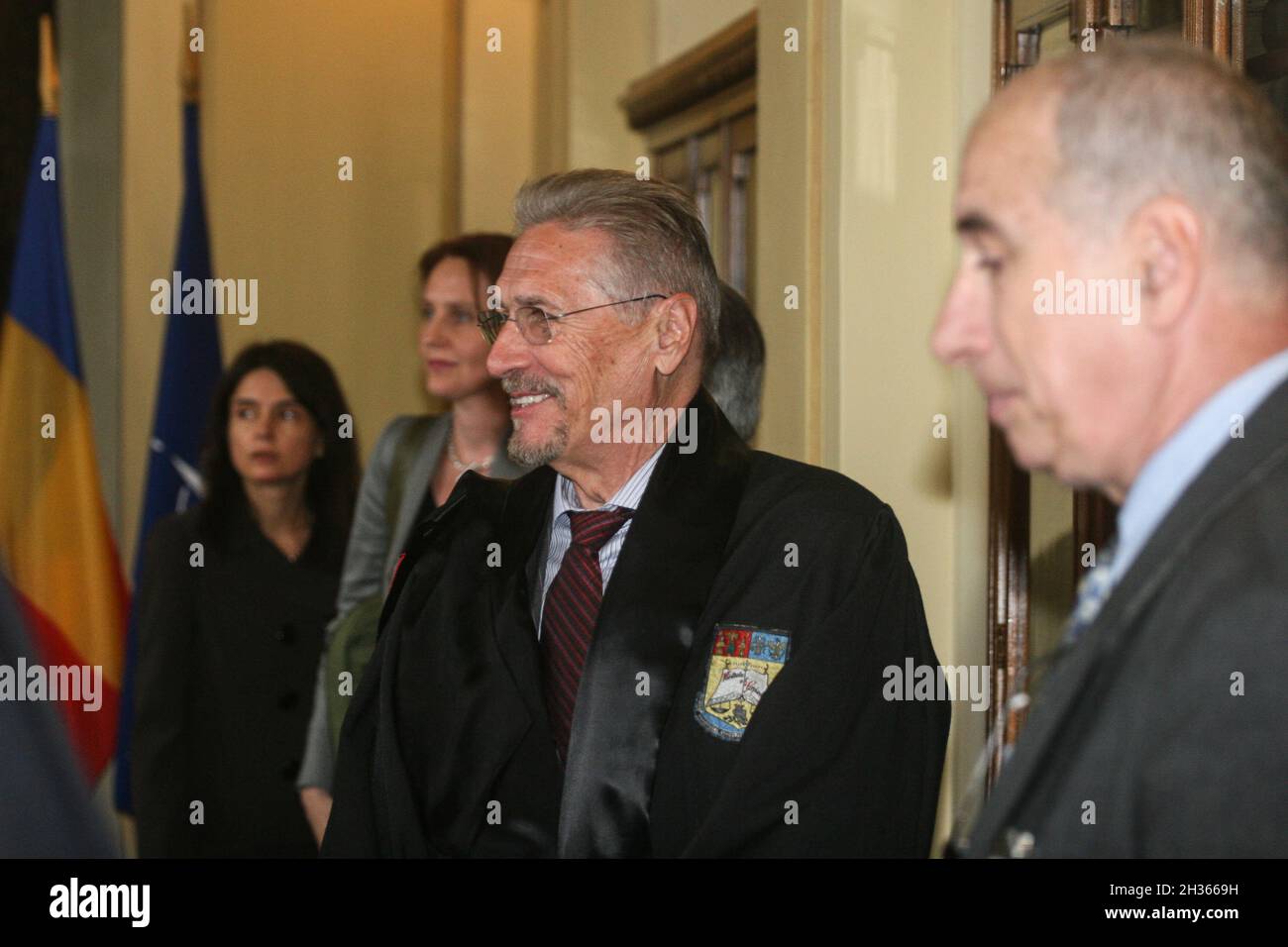 Bucharest, Romania, April 24, 2009: The former president of Romania, Emil Constantinescu during the ceremony organized by the Romanian Academy on the Stock Photo