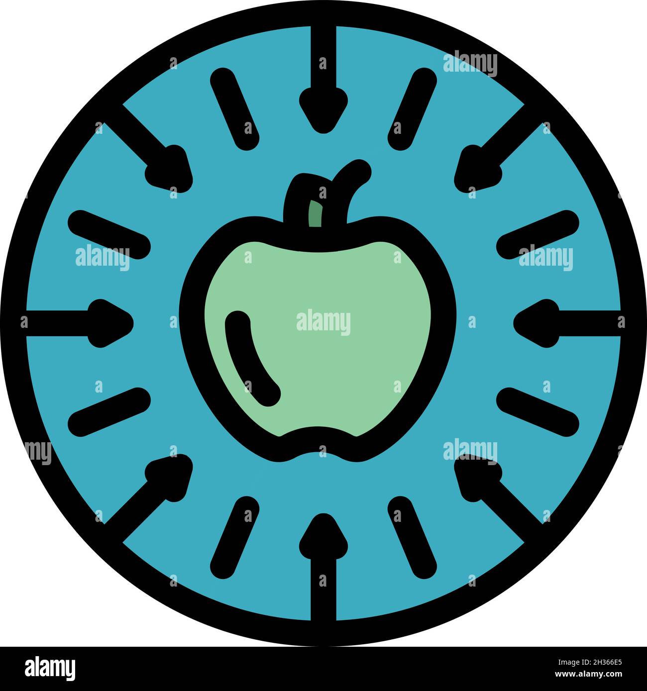 Apple gravity icon. Outline apple gravity vector icon color flat isolated Stock Vector