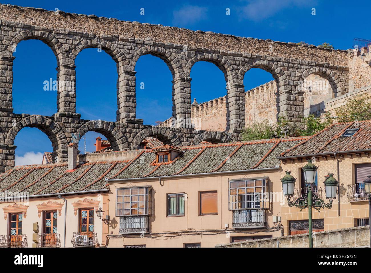 View of Roman Aqueduct in Segovia, Spain Stock Photo - Alamy