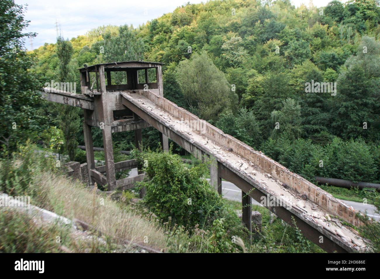 Hunedoara, Romania, September 6, 2009: Abandoned mine in Teliucul Inferior, Hunedoara, Romania. Stock Photo