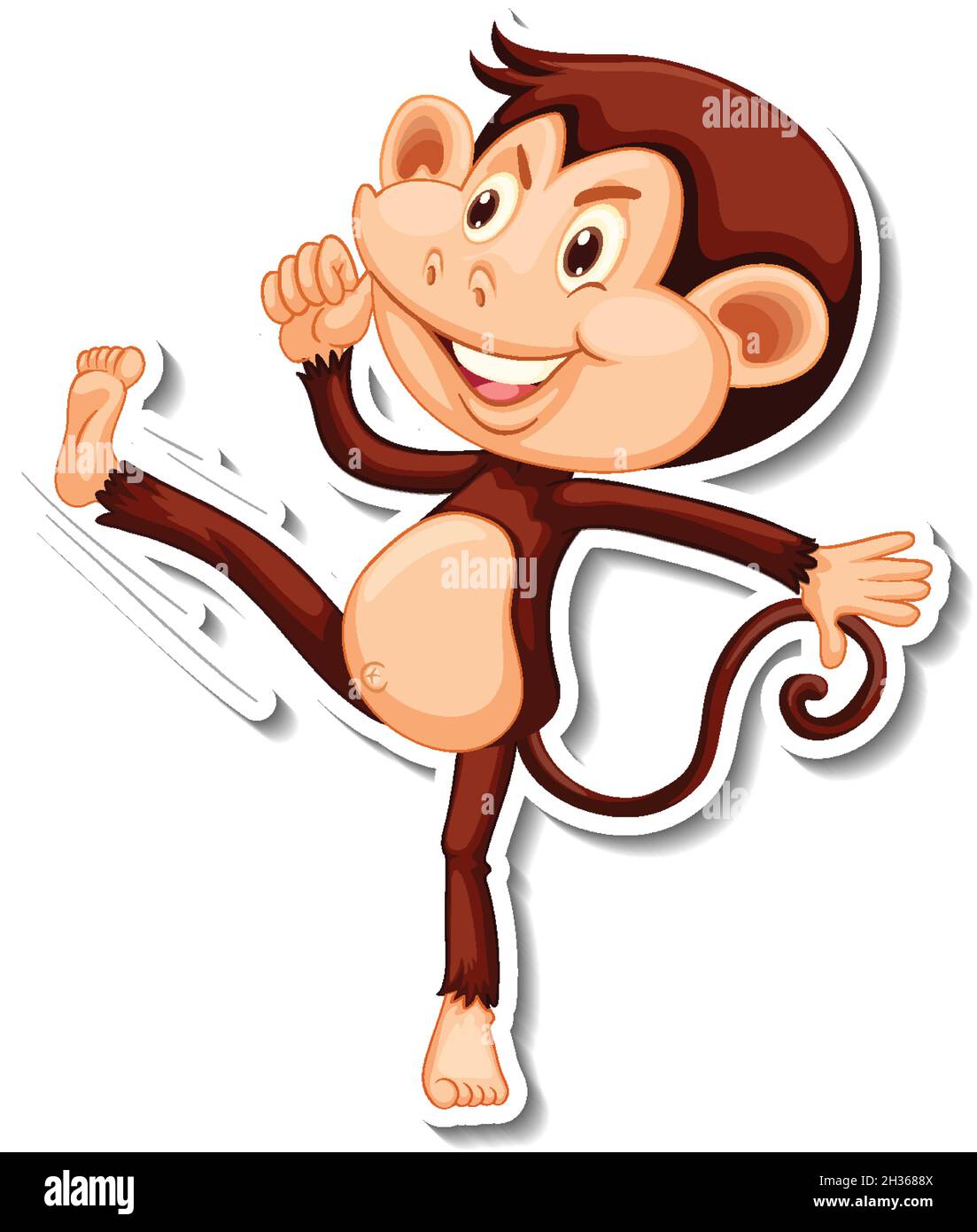 Funny monkey cartoon character sticker illustration Stock Vector Image ...