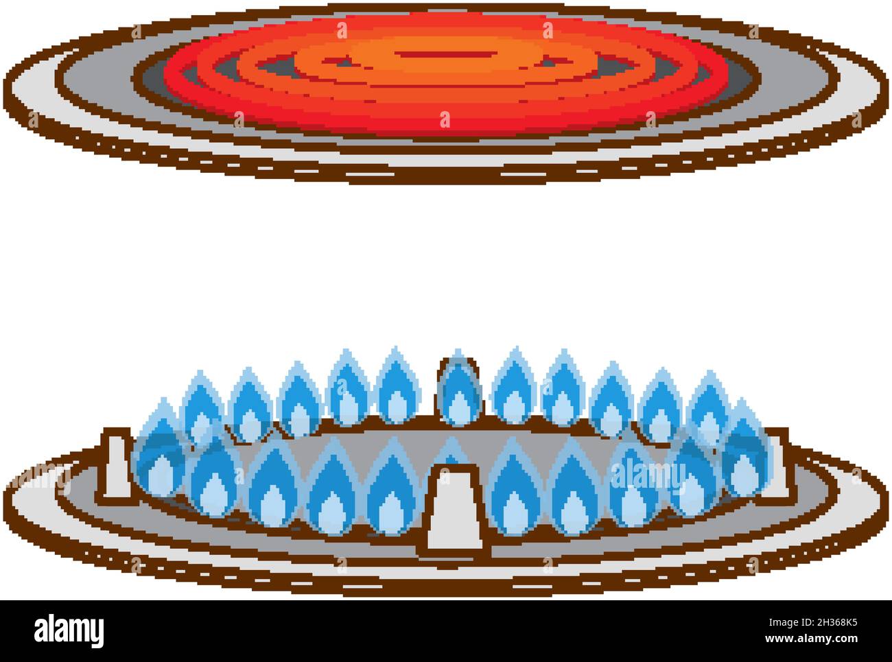 Gas stove and induction stove on white background illustration Stock