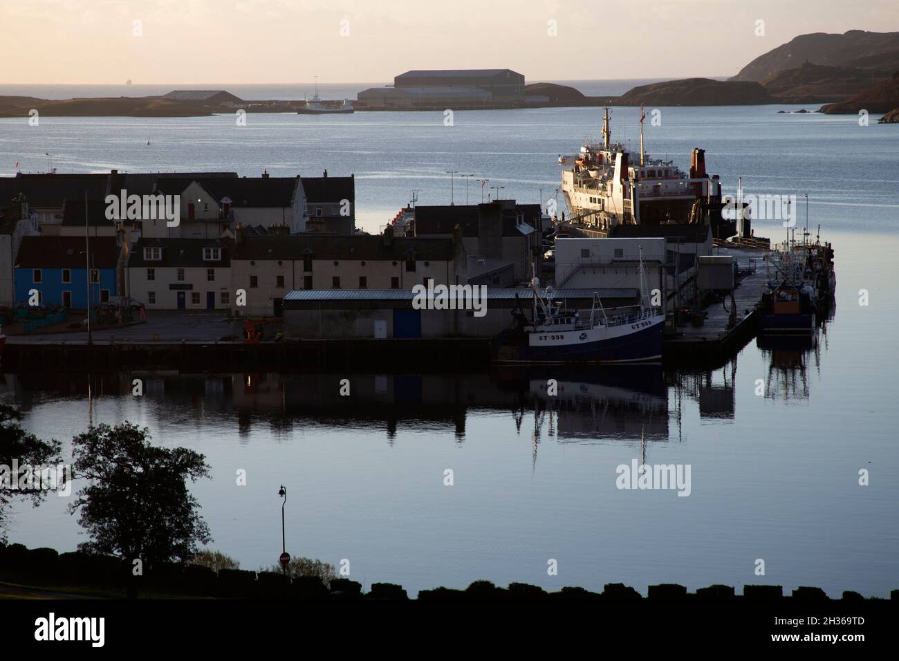 Stornoway harbour and houses, Isle of Lewis, Scotland UK Stock Photo