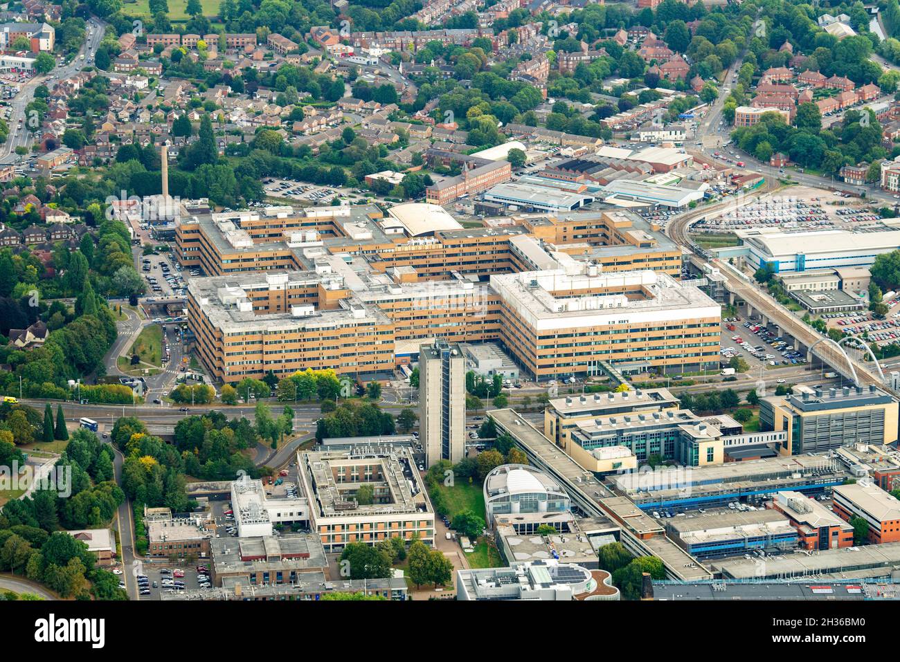 Aerial image of the Queens Medical Centre, Nottingham Nottinghamshire England UK Stock Photo