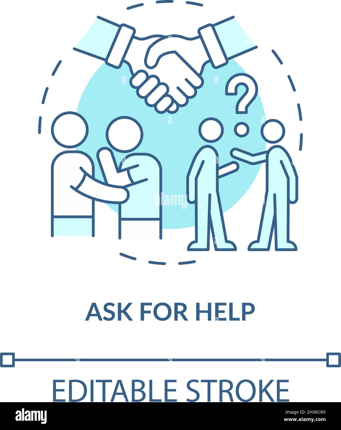 Ask for help blue concept icon Stock Vector