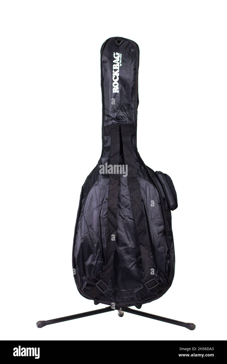 new guitar case in black on a white background Stock Photo - Alamy