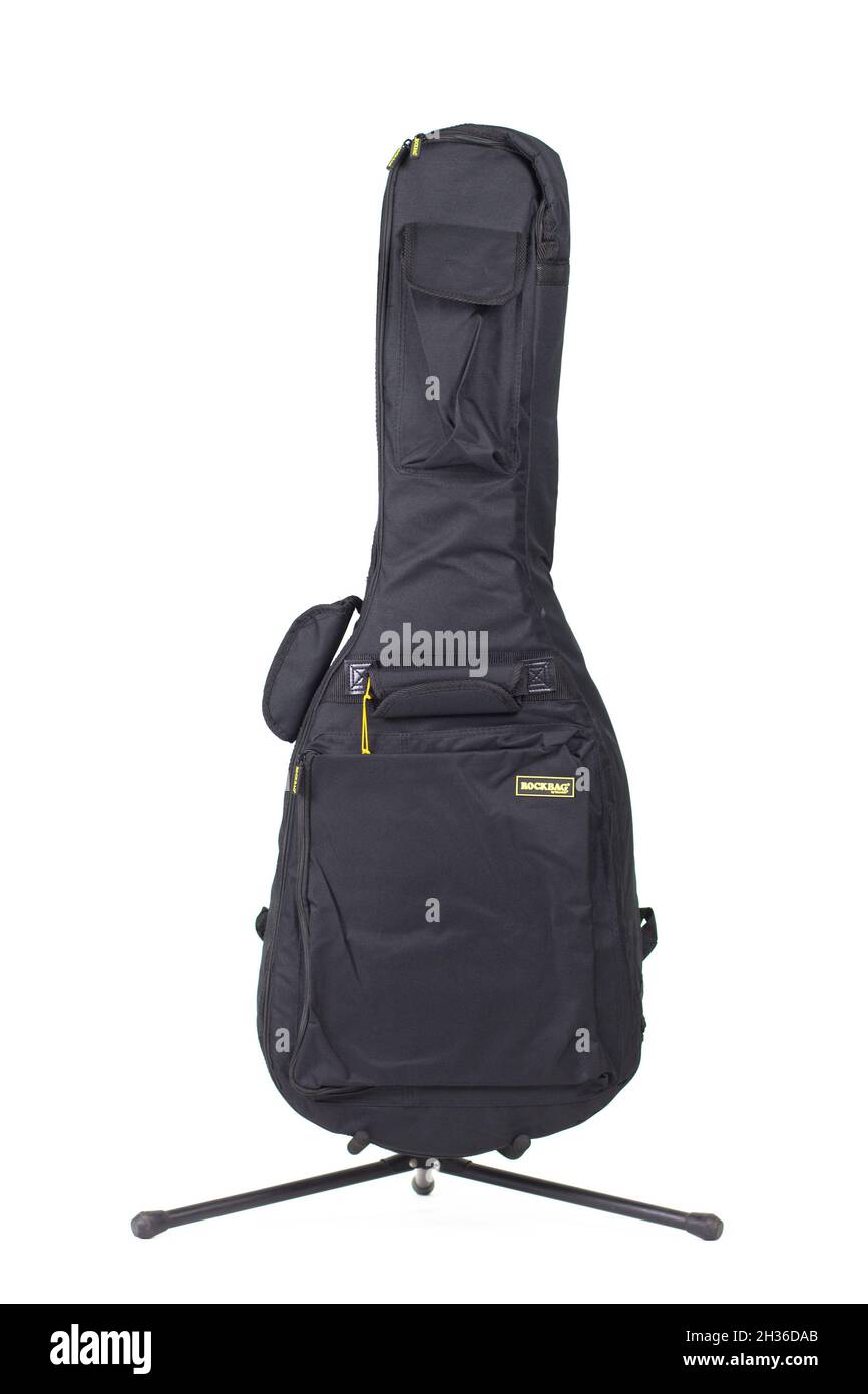 new guitar case in black on a white background Stock Photo - Alamy