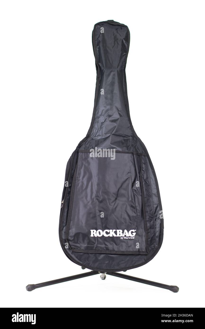 new guitar case in black on a white background Stock Photo - Alamy