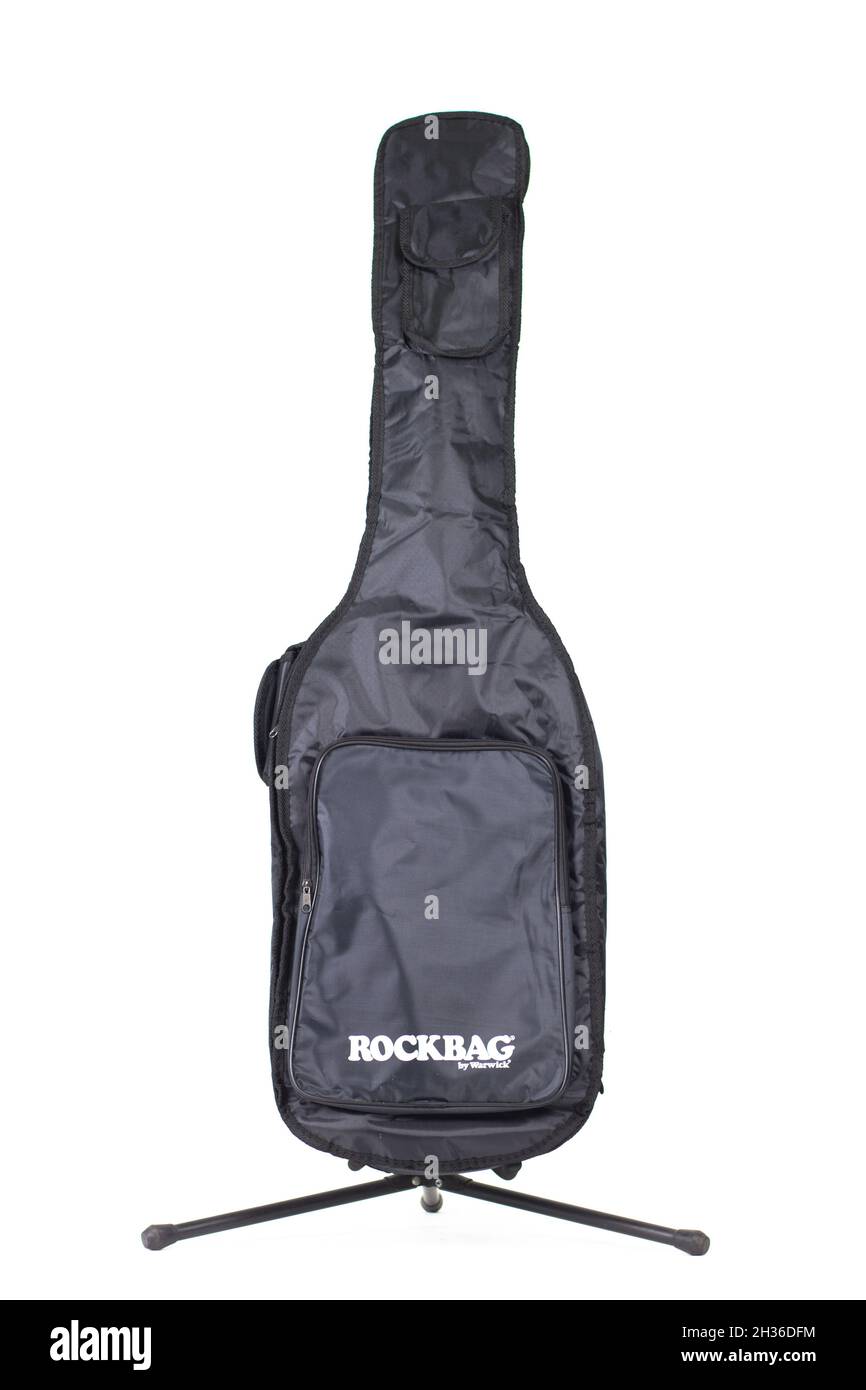 new guitar case in black on a white background Stock Photo - Alamy