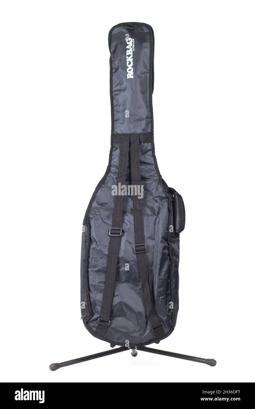 new guitar case in black on a white background Stock Photo - Alamy