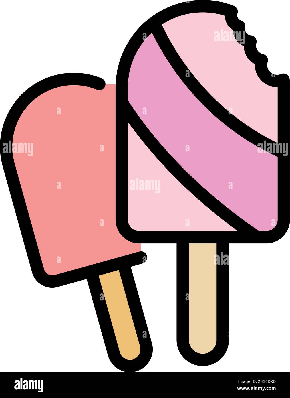 Cold popsicle icon. Outline cold popsicle vector icon color flat isolated Stock Vector