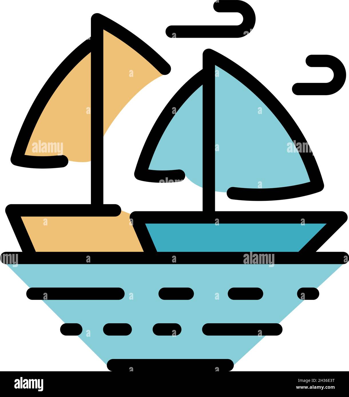 Sea yacht icon. Outline sea yacht vector icon color flat isolated Stock ...