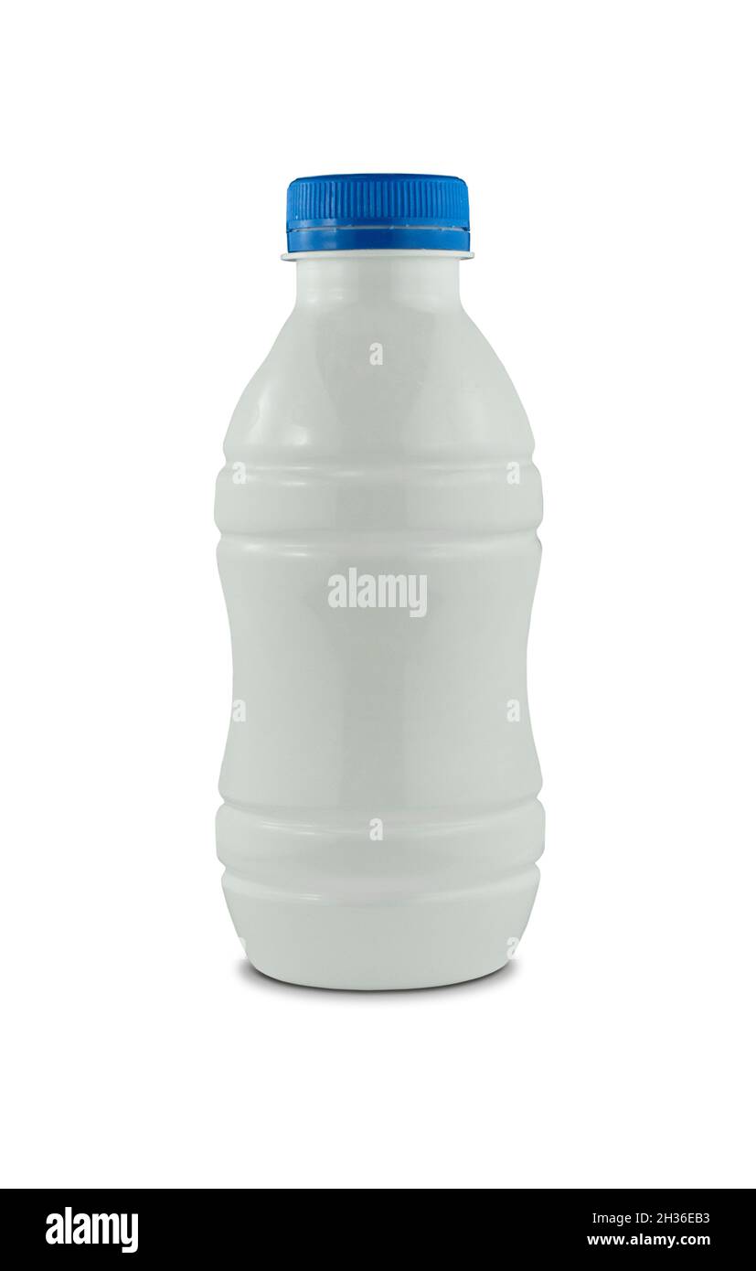 Plastic milk bottle isolated on white background Stock Photo