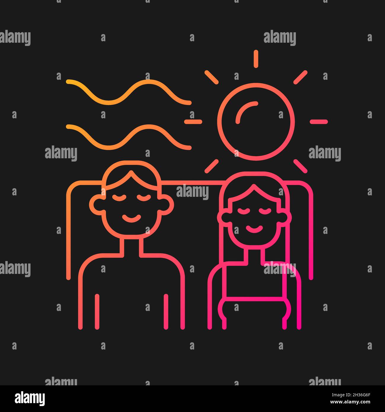 Couple spending vacation together gradient vector icon for dark theme Stock Vector
