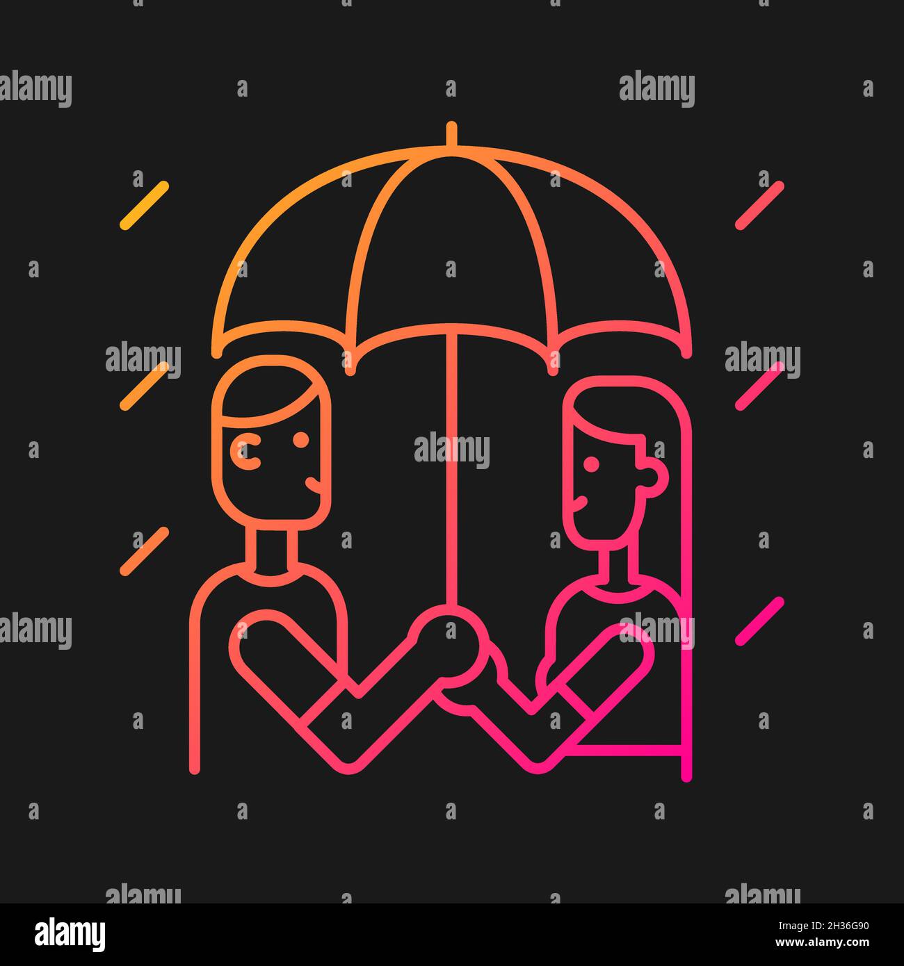 Walking under rain gradient vector icon for dark theme Stock Vector