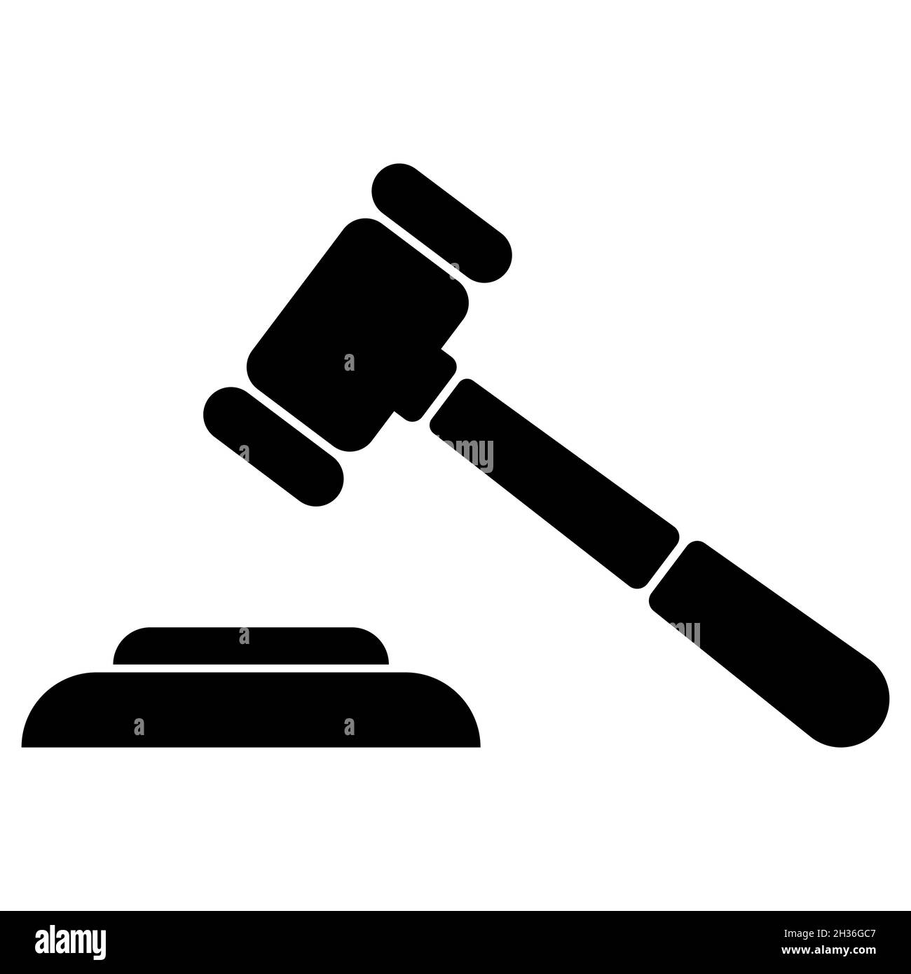 Judge hammer icon, gavel law, hammer for sentencing and bills, court, justice, with stand Stock Vector