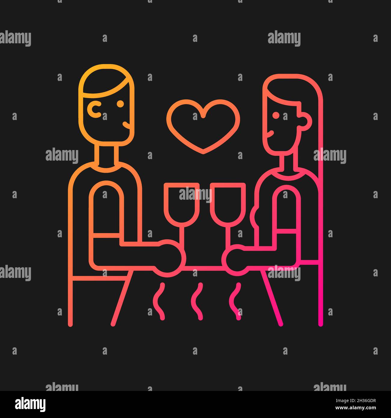 Dinner at restaurant gradient vector icon for dark theme Stock Vector
