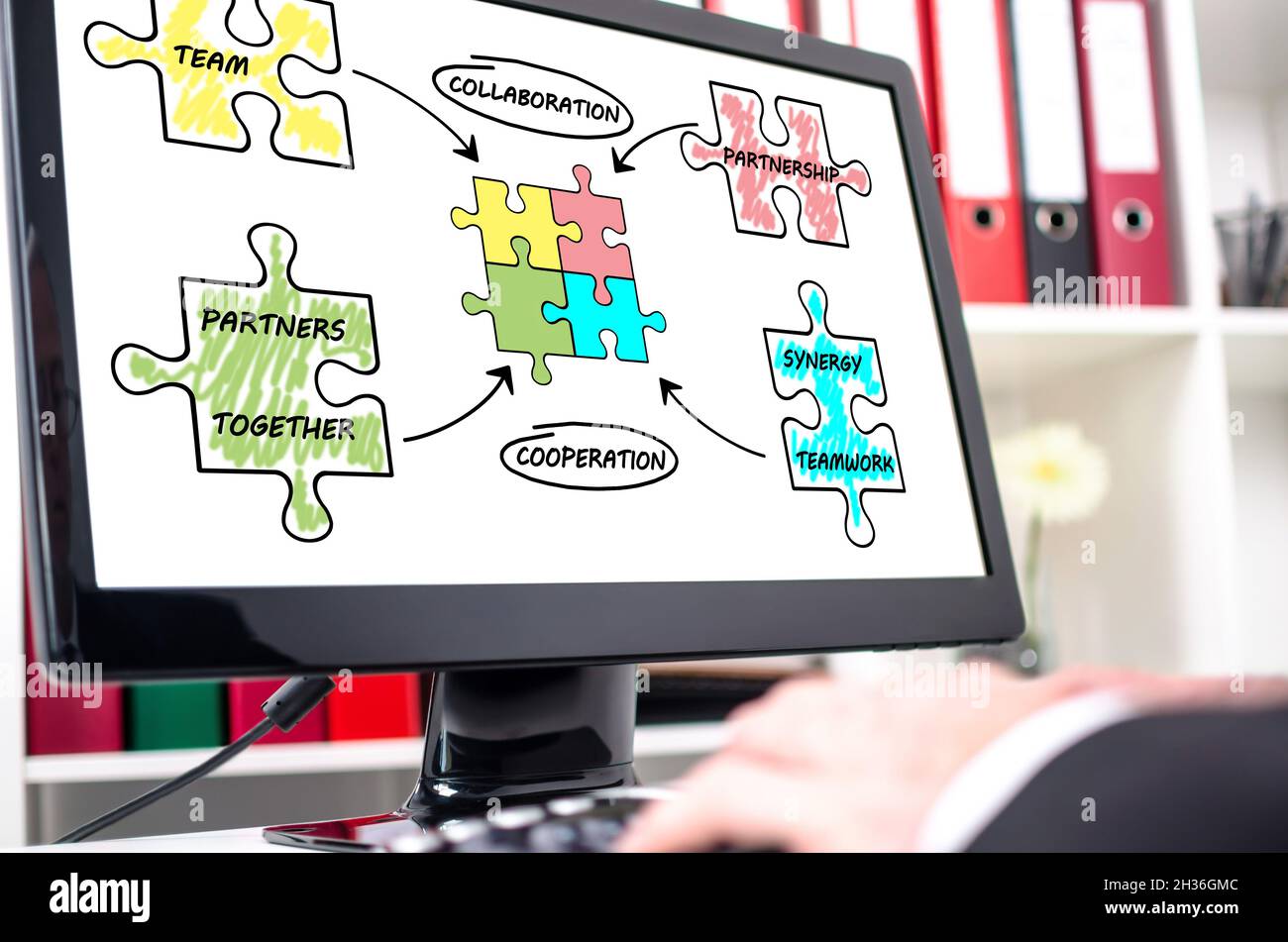 Partnership concept shown on a computer screen Stock Photo