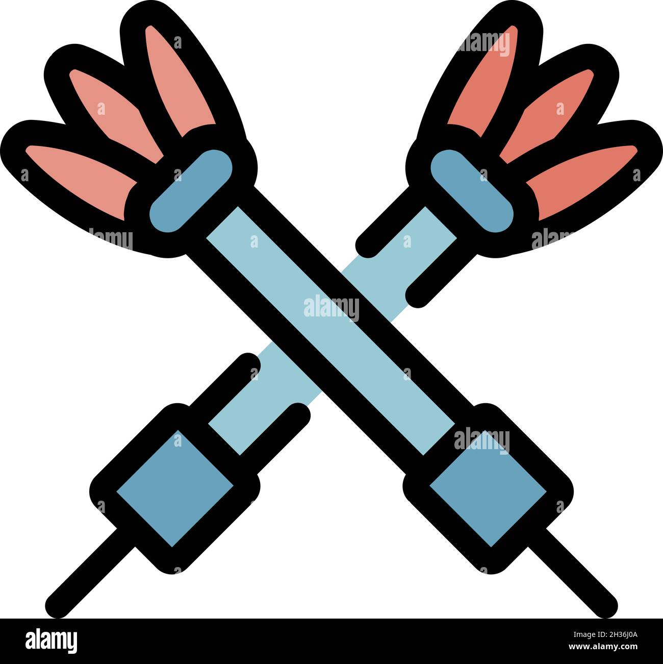 Two darts icon. Outline two darts vector icon color flat isolated Stock Vector