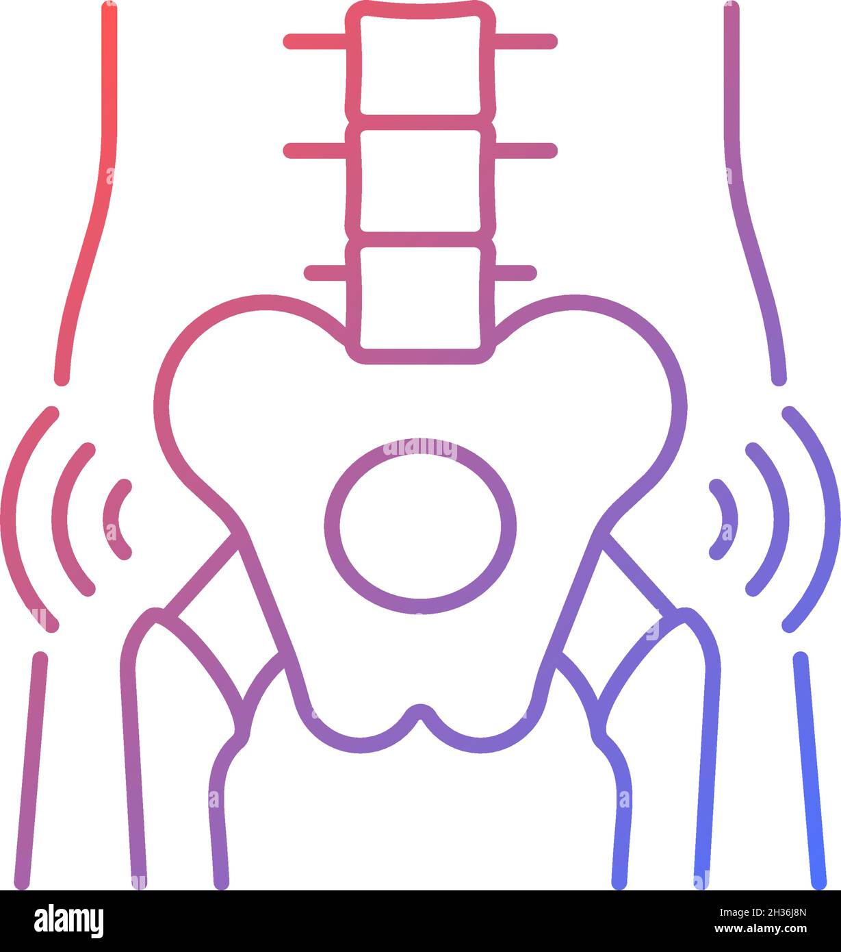 Hips rheumatism gradient linear vector icon Stock Vector