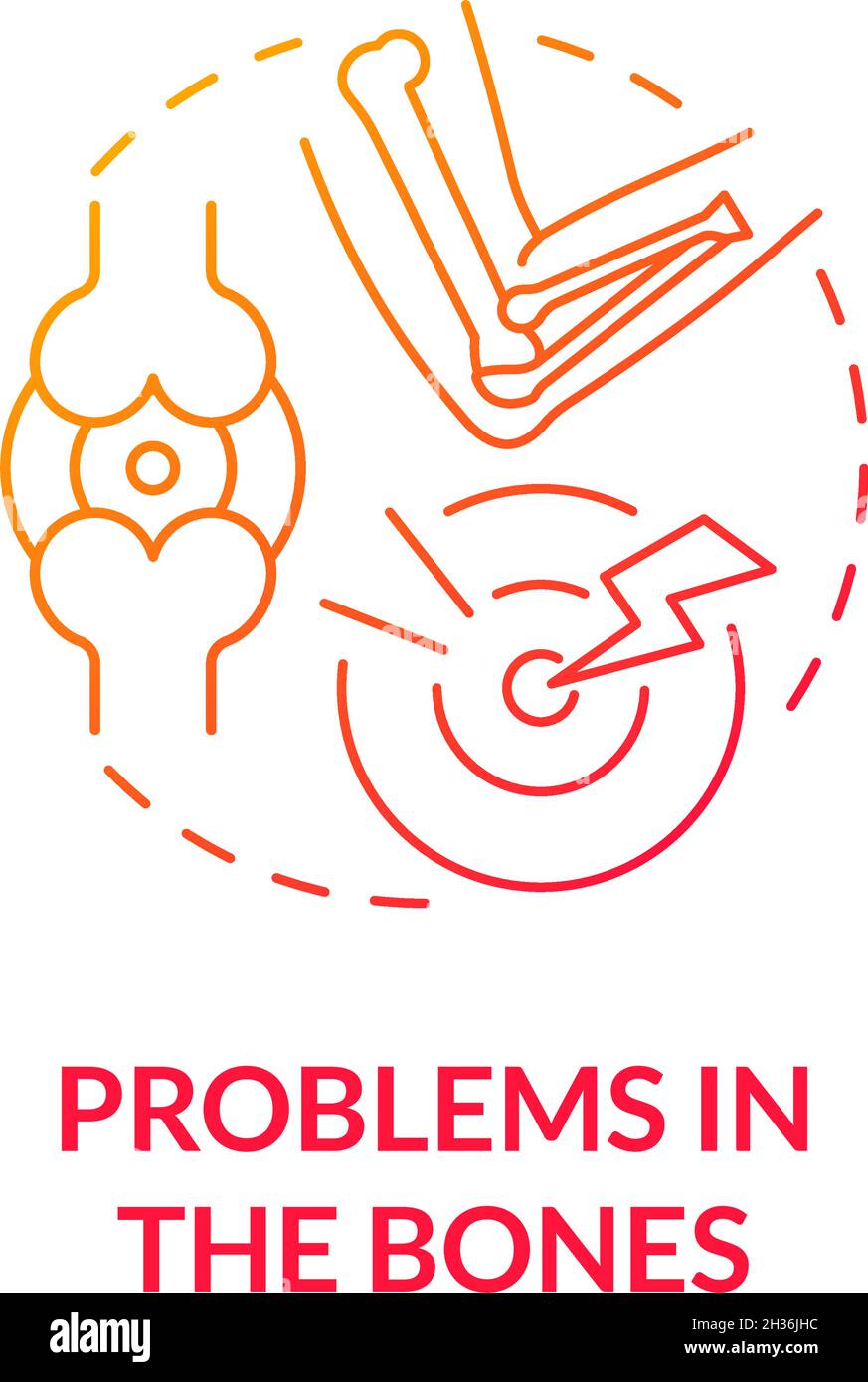 Problems with bones gradient red concept icon Stock Vector