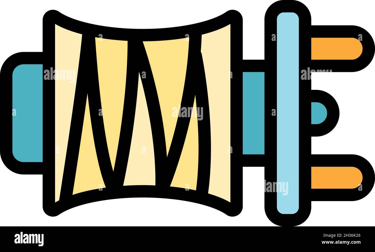 Fisher reel icon. Outline fisher reel vector icon color flat isolated ...