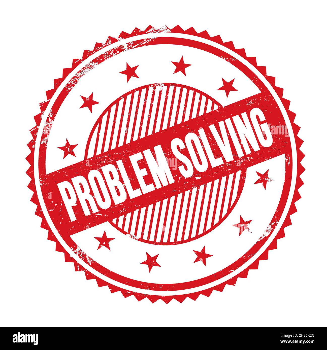 PROBLEM SOLVING text written on red grungy zig zag borders round stamp ...