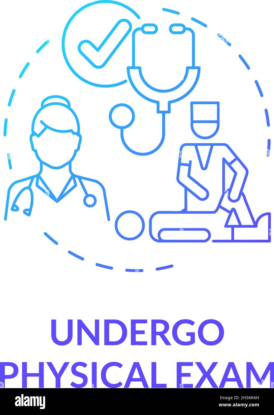 Undergo physical exam graident blue concept icon Stock Vector