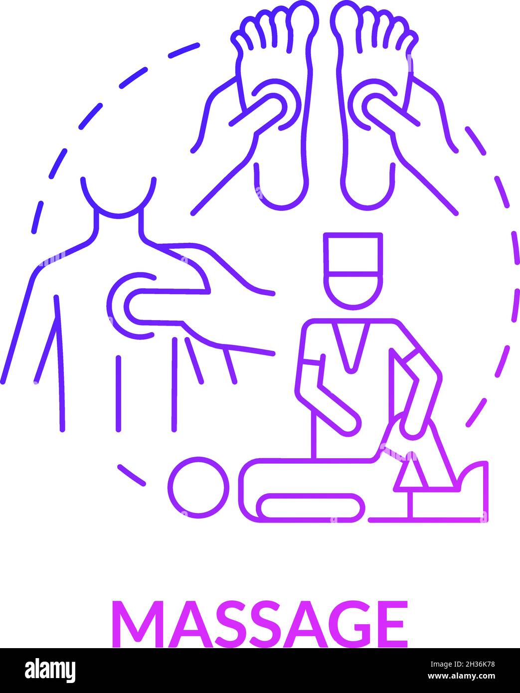 Massage gradient purple concept icon Stock Vector