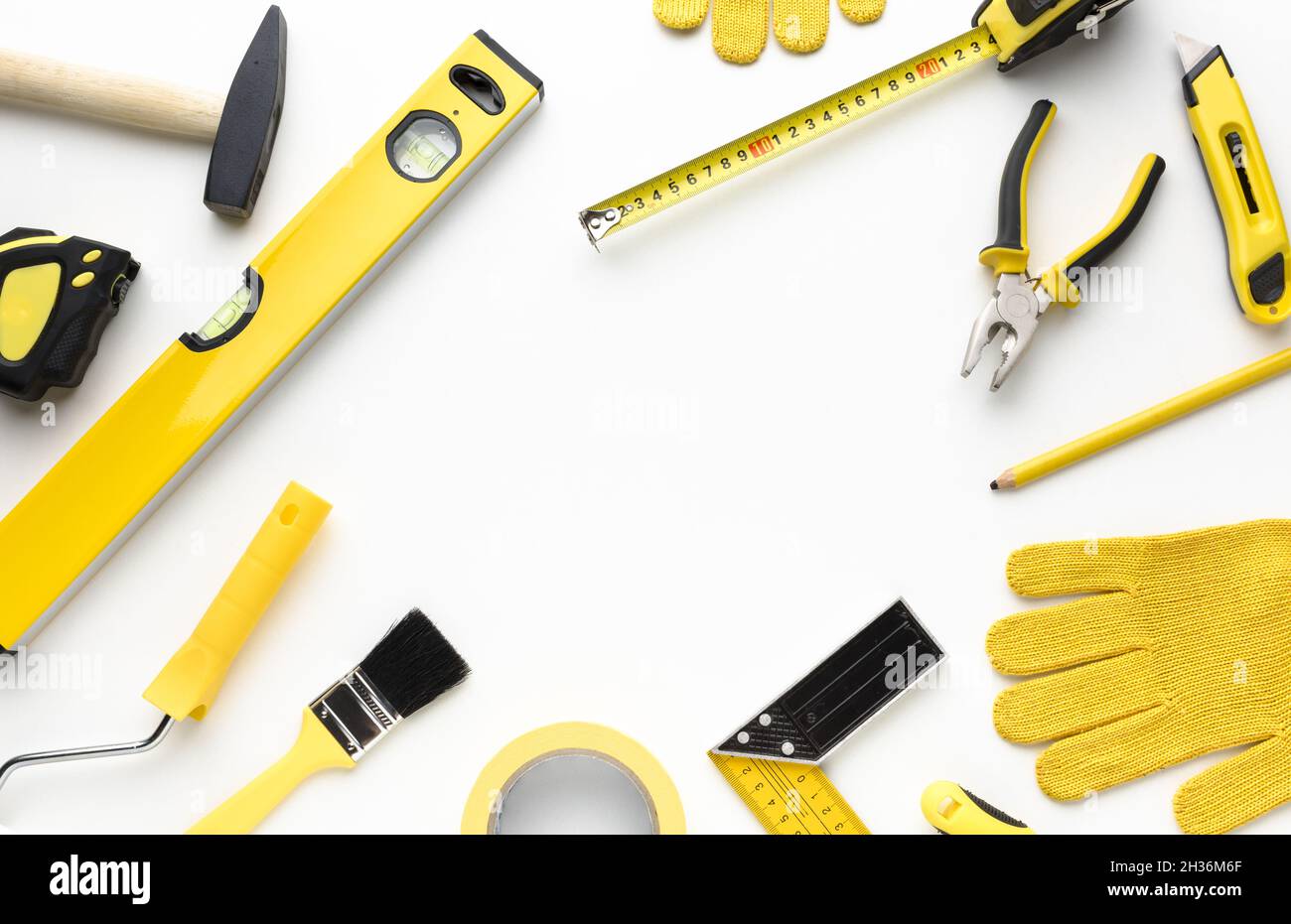 yellow tools frame with copy space. Resolution and high quality ...