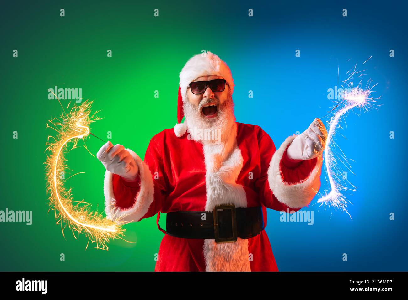 Christmas Dreams 2022 Happy Stylish Santa Claus Rejoices, Has Fun, Awaits For New Year 2022 And  Christmas. Holidays, Dreams, Joy Concept Stock Photo - Alamy