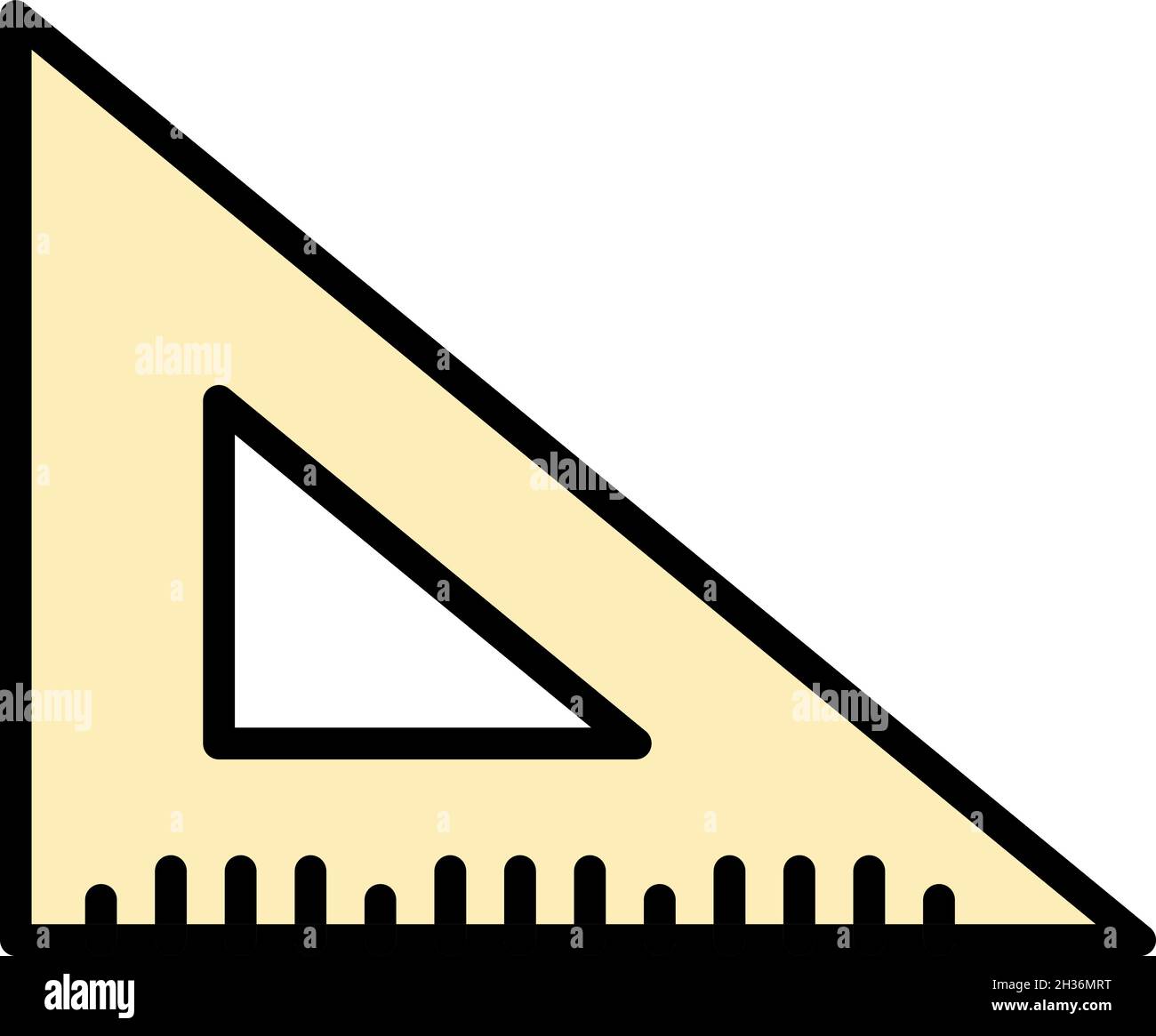 Triangle ruler icon. Outline triangle ruler vector icon color flat ...