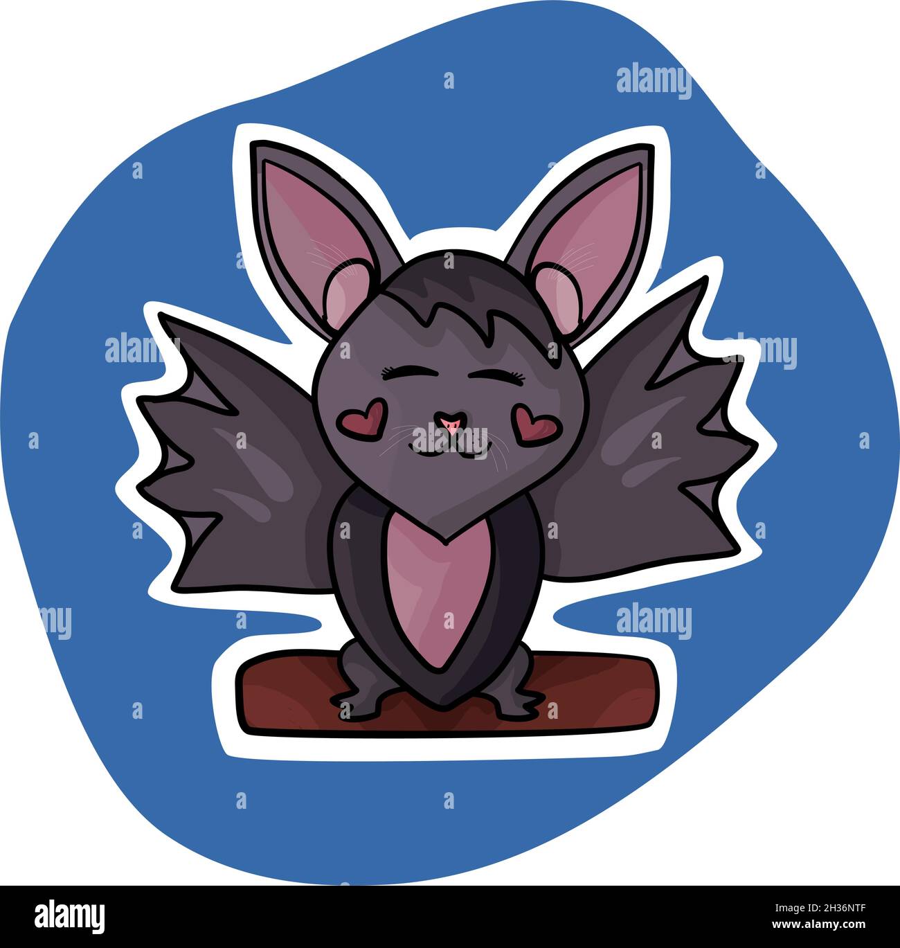 Vector digital illustration Cute cartoon bat, Halloween time Stock