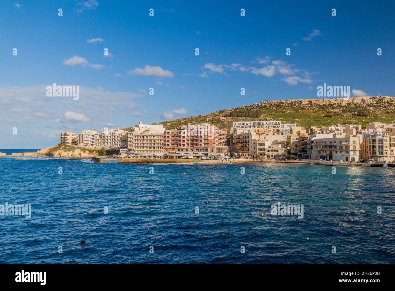 View of Marsalforn Bay on Gozo island, Malta Stock Photo