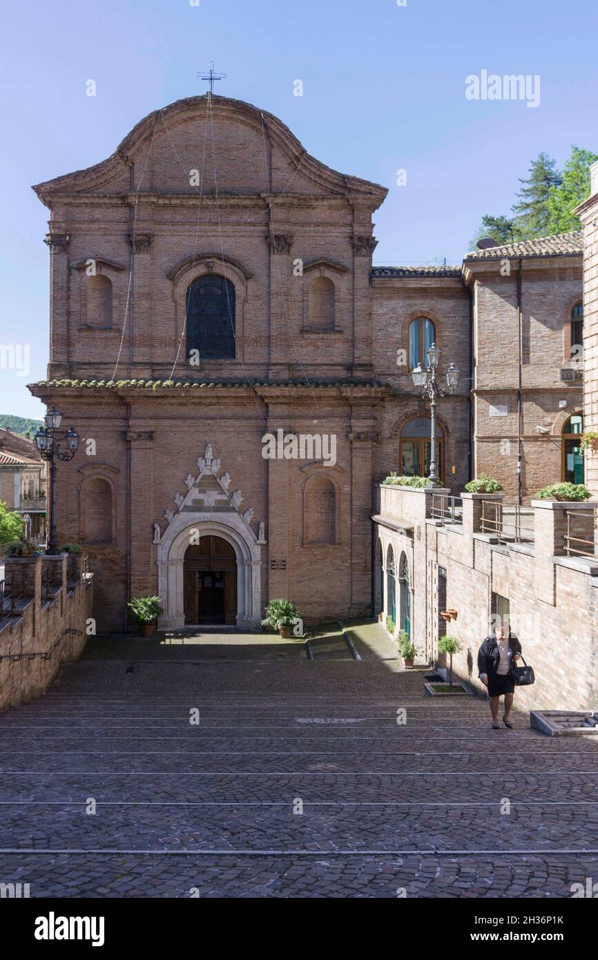 Cityscape, Church of Sant'Agostino, Amandola, Marche, Italy, Europe Stock Photo