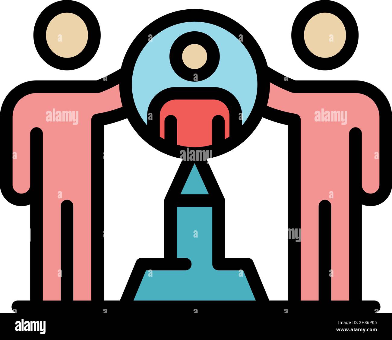 Success teamwork icon. Outline success teamwork vector icon color flat ...