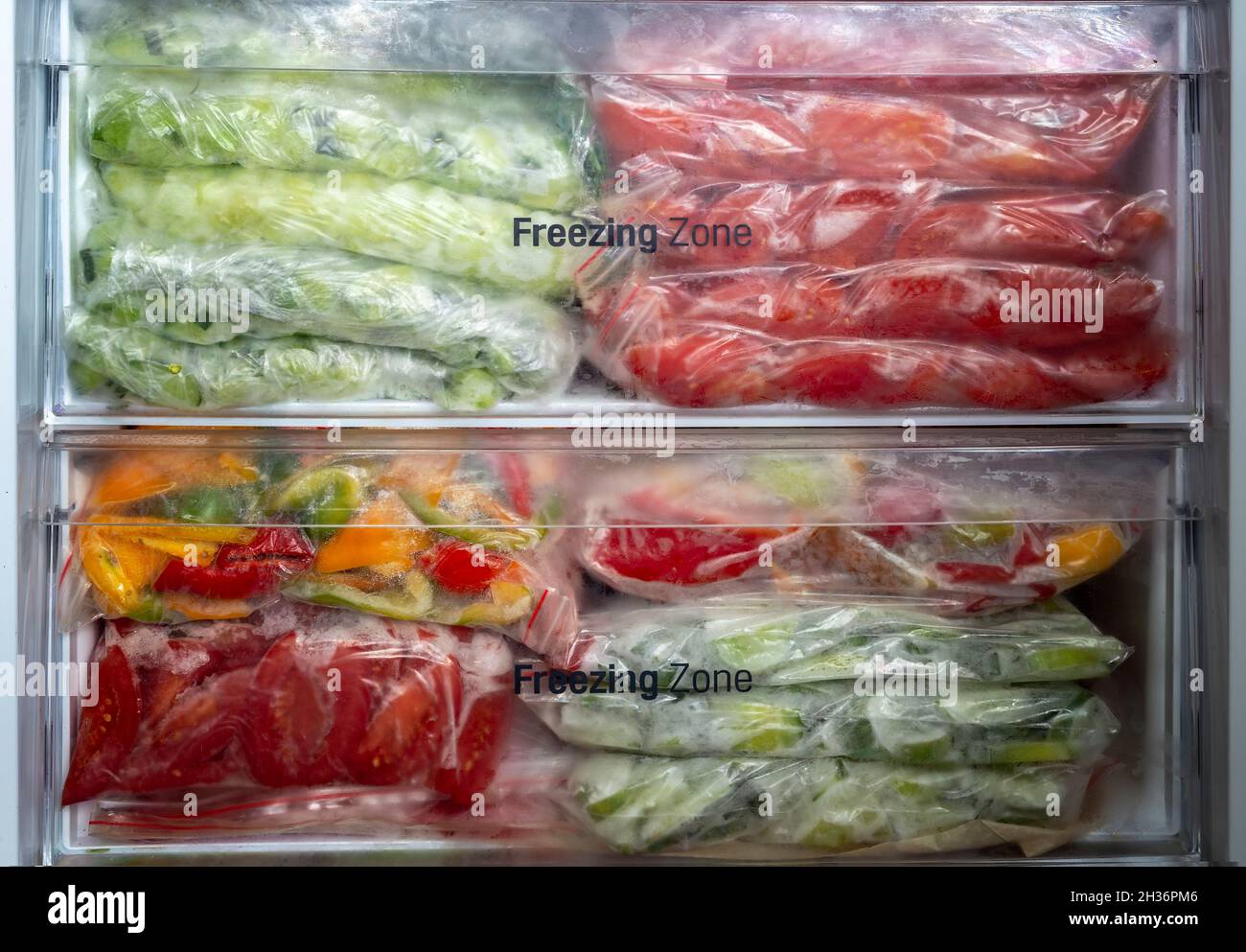 Frozen vegetables in the freezer of the refrigerator Stock Photo Alamy