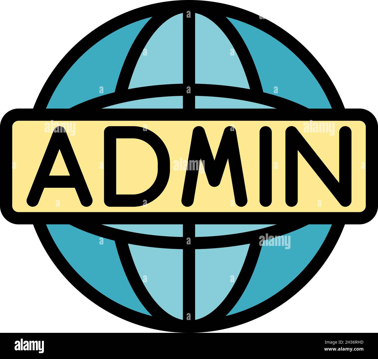 Global admin icon. Outline global admin vector icon color flat isolated Stock Vector