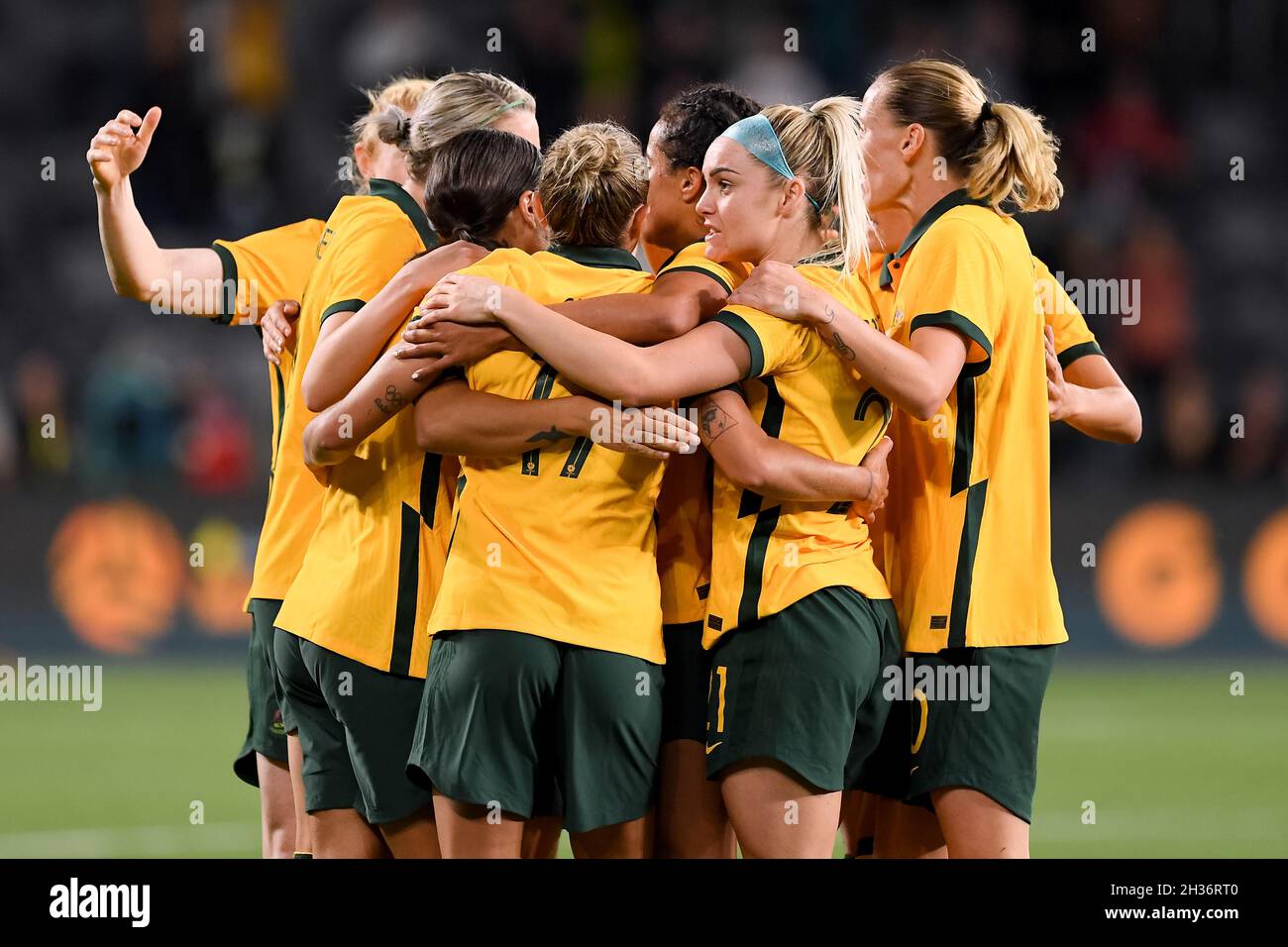 Sydney Australia 26 October 21 Matildas Celebrate Sam Kerr Of Australia S Goal During The International Women S Football Match Between Australian Matildas And Brazil On October 26 21 At Commbank Stadium In Sydney