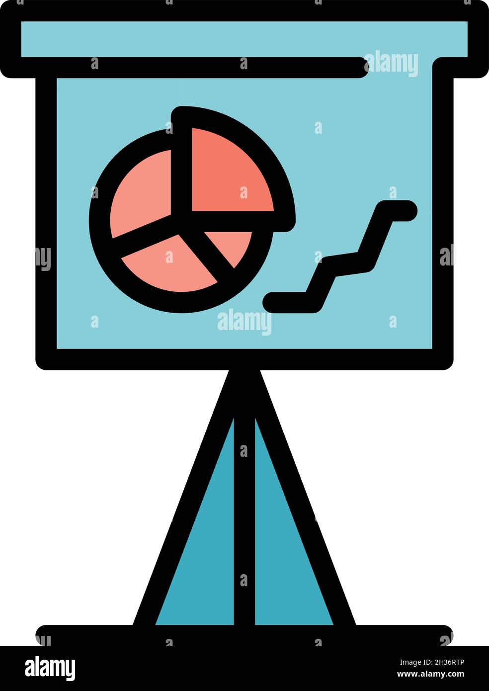 The graph on the flip chart icon. Outline the graph on the flip chart