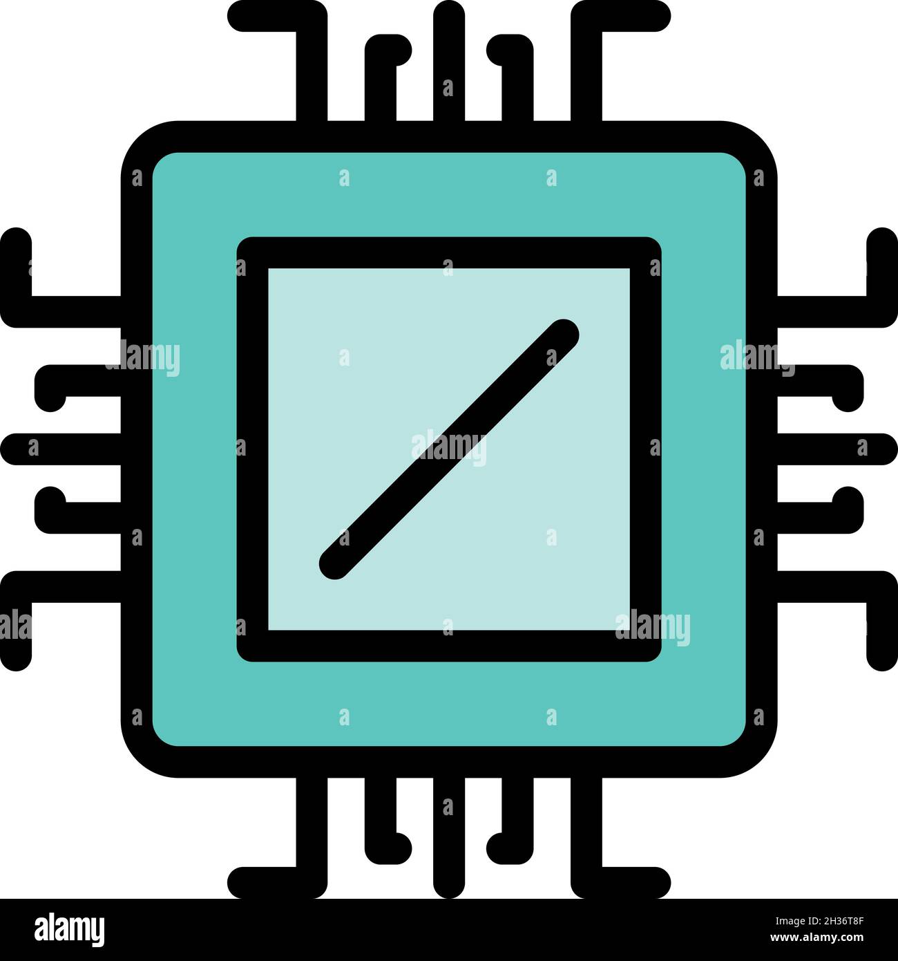 Microchip processor icon. Outline microchip processor vector icon color ...