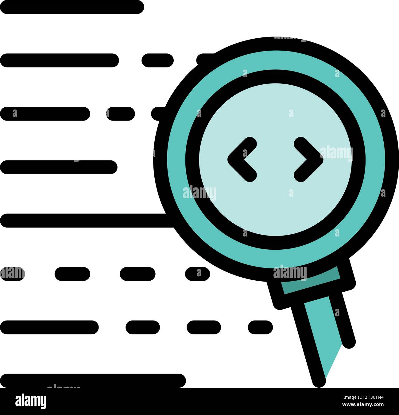 Search code icon. Outline search code vector icon color flat isolated Stock Vector