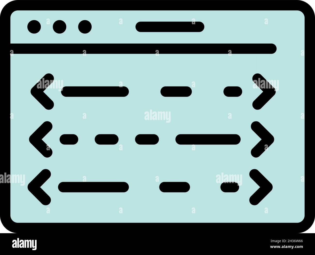 Coding application icon. Outline coding application vector icon color flat isolated Stock Vector