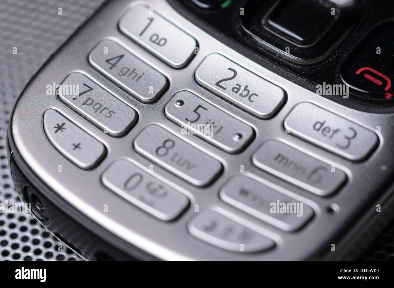 Close-up of keypad buttons with numbers of Nokia 6303 classic mobile phone from 2009 Stock Photo