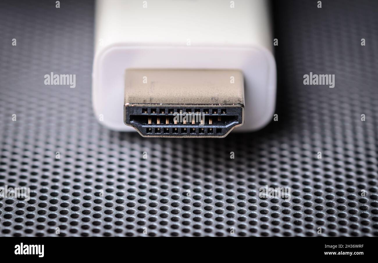 Closeup of HighDefinition Multimedia Interface HDMI Type A standard connector and audio video