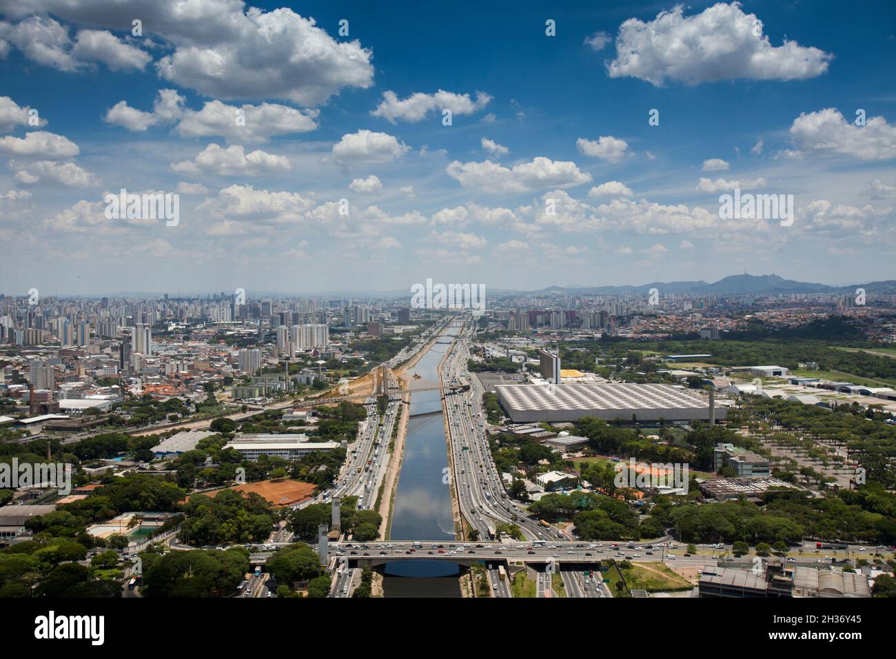 SAO PAULO BRAZIL CITY AERIAL Tiete River. VIEW. High quality photo ...