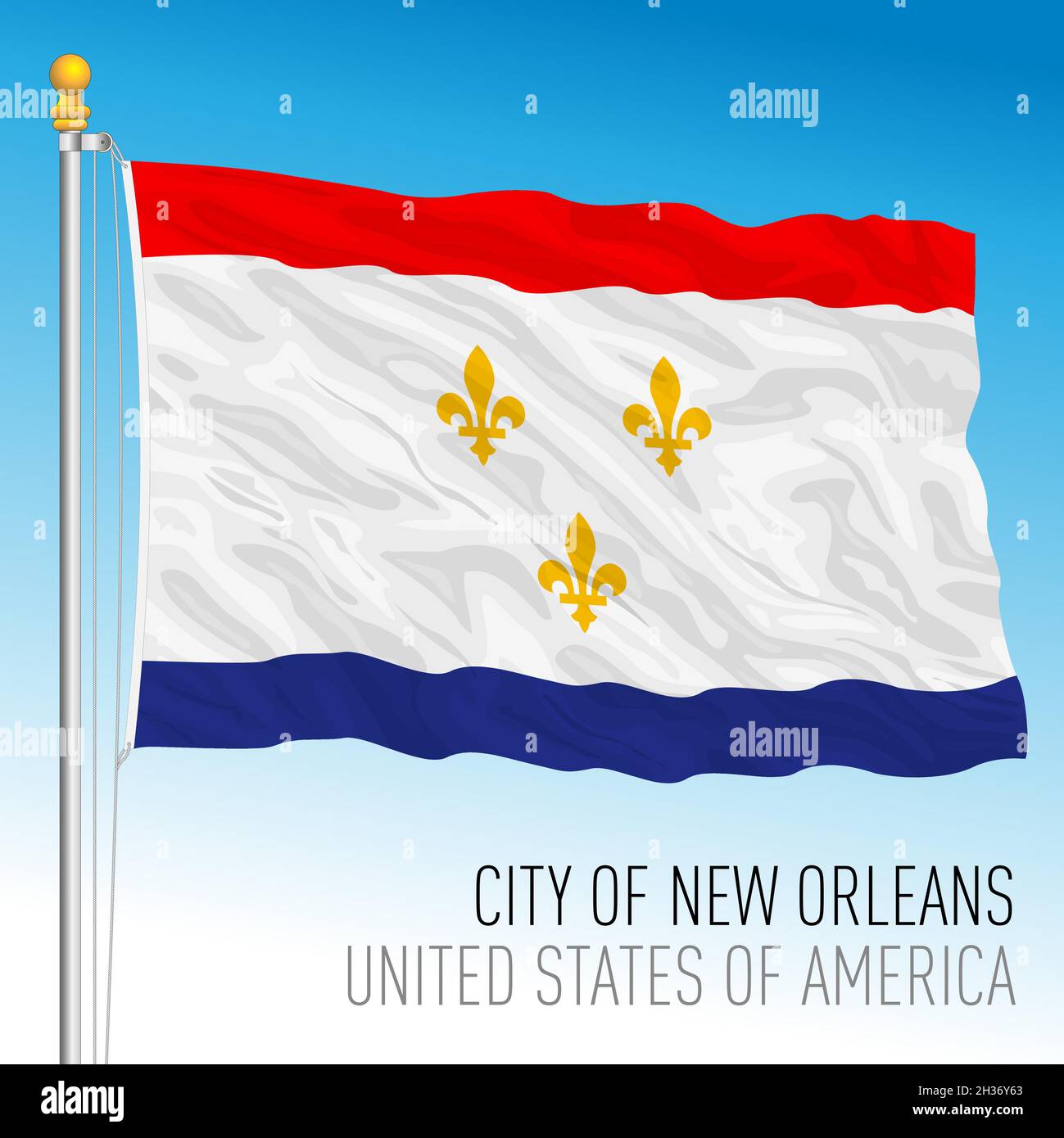 City Of New Orleans Flag Louisiana United States Vector Illustration Stock Vector Image Art Alamy